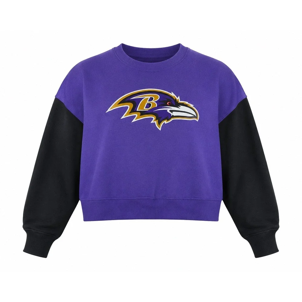 Nike Baltimore Ravens Women XL Colorblock Cropped oversized Sweatshirt sporty